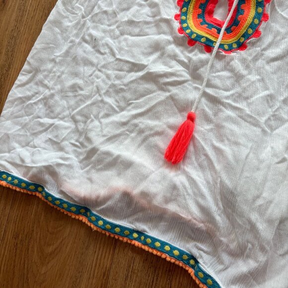 Francesca’s Front Lace Up Stitched Sleeveless Blouse White Multi Size S - Picture 5 of 8